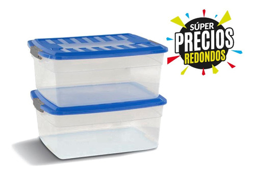 Caja Organizadora Plástica 17l C/tapa Trabas Colombraro X 2u