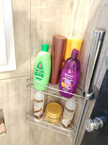 Imagen 4 de 9 de Esquinero Organizador Repisa Triple Baño Ducha Cromado Cobre