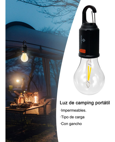 Foco Exterior Portátil Con Gancho Led Usb Recargable 6pcs