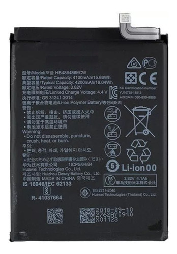Bateria Para Huawei P30 Pro Mate 20 Pro Hb486486ecw