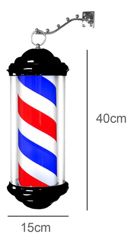 Barber Pole Light Peluquería Barber Franja Blanca Azul Roja