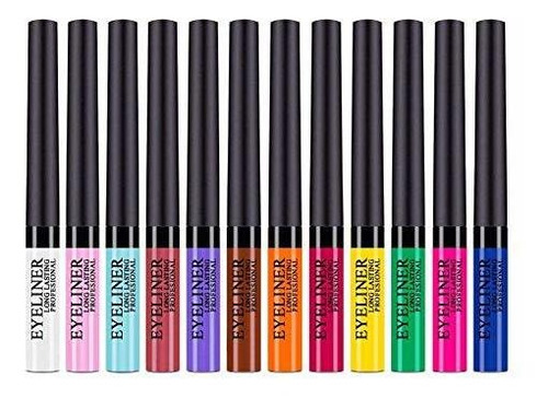 Delineadores - Liquid Glitter Eyeliner 12 Colores Metallic G