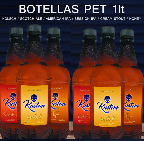 Cerveza Artesanal Kustem Botellas Pet 1lt