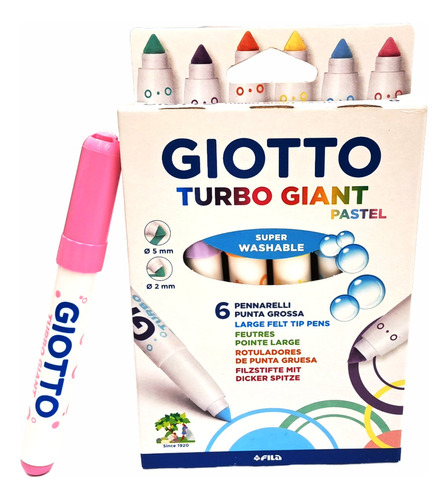 Marcador Giotto Turbo Giant Color Pastel Por 6 Unidades
