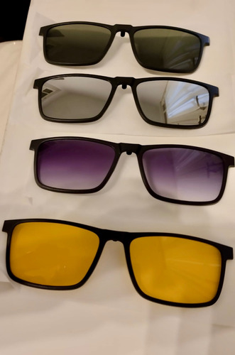 Anteojos Armazon Clip 5 Lentes Intercambiable Pilarizado Negro
