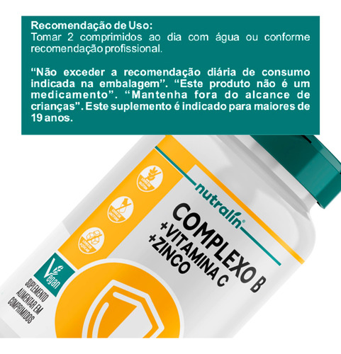 Complexo B Nutralín Com Vitamina C E Zinco 60 Comp.