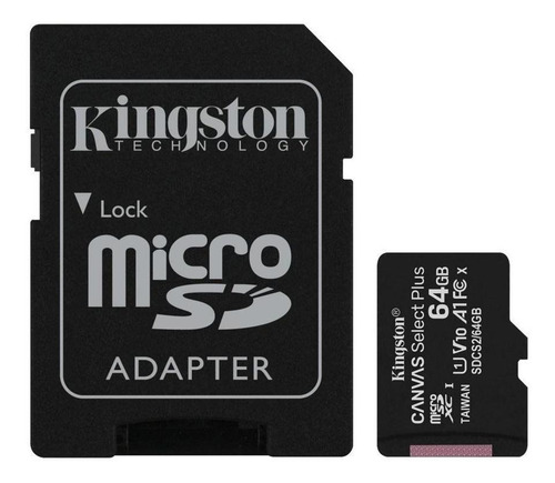 Cartão De Memória Micro Sd Kingston 64 Gb Adapter - Preto