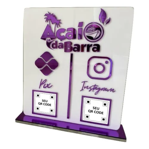 comprar Plaquinha Pix Acrílico 02 Qr Code Logo Empresa Cores