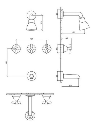 Imagen 3 de 8 de Griferia Ducha Aqualaf 6030 Liwen Embutir Con Transf P*