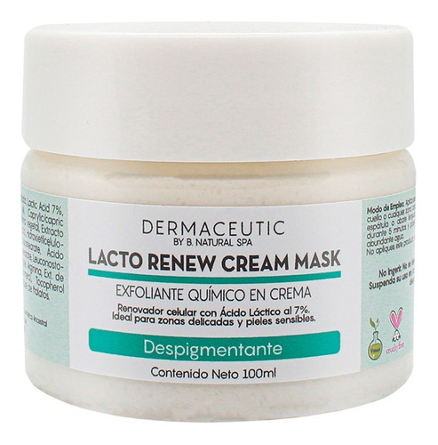 Kit Lacto Renew Cream Mask 100ml + Booster Arbutina 5% 30ml Todo tipo de piel