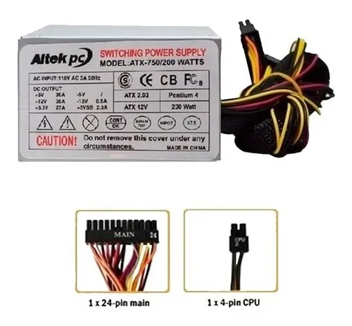 comprar Fuente De Poder Altek Atx-750w Sata Ide 20+4 Pin