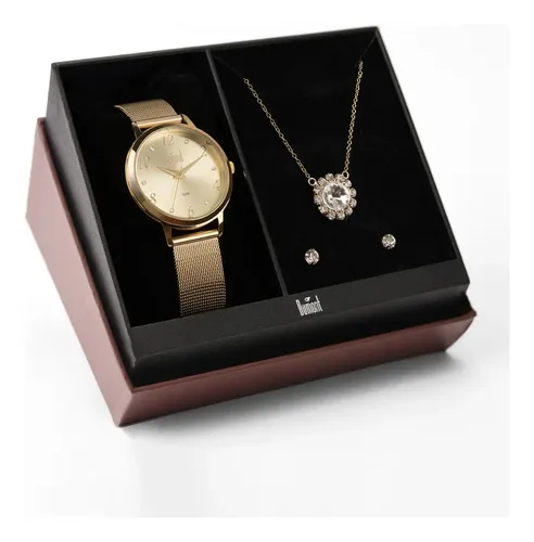 Dumont Kit Relógio Dourado Champagne