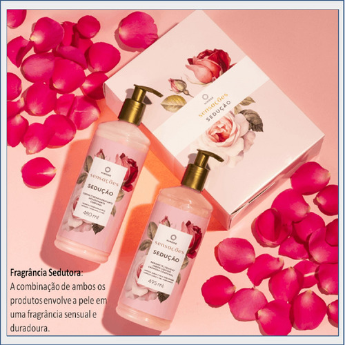 Kit Hinode 1 Creme Corporal E 1 Sabonete Liquido Sensações Flores Vermelhas