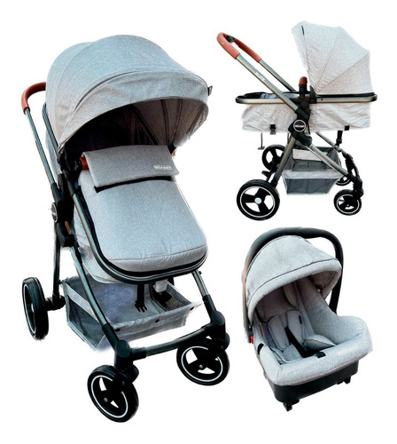 Cochecito de paseo Mega Baby Elite gris con chasis color negro