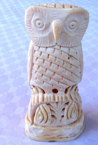 Monijor62-antigua Coleccion Figura Lechuza Simil Marfil (Usado)