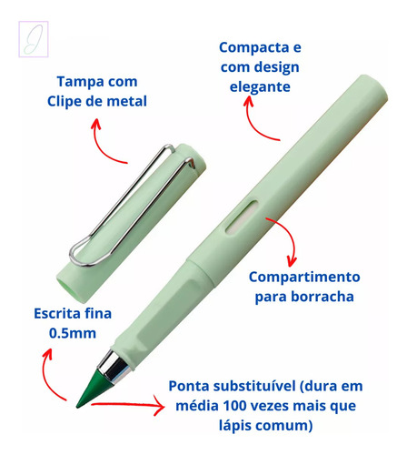 Kit 12 Lápis De Cor Ponta Infinita Com Borracha Ponta Fina