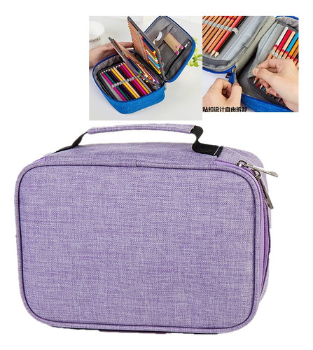 Estuche Organizador Escolar Jumbo Cuadrado Hombre Morado