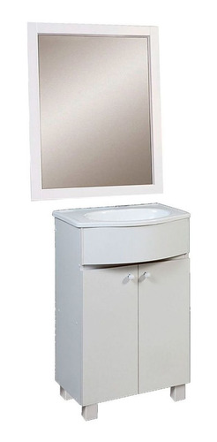 Imagen 1 de 4 de Vanitory Trento 50cm + Espejo Amube 56x72 Madera