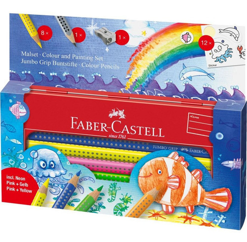 Lapices Faber Castell Grip Acuarelables+cartuchera Lata X 8