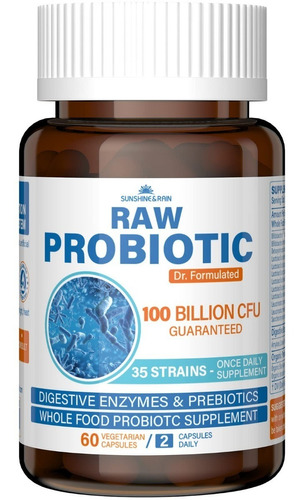 Raw Probioticos 100 Billon Cfu 36 Cepas - 60 Capsulas 