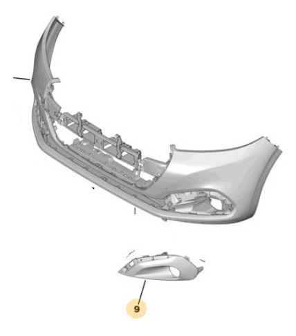 Moldura Negra Faro auxiliar Izq Peugeot 208 1.5 16v