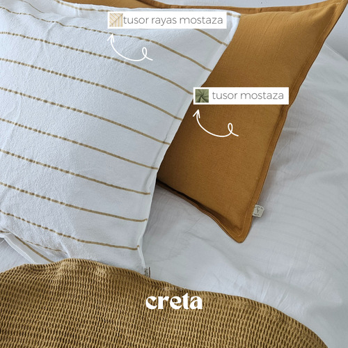 Pack X2 - Fundas Almohadon Tusor 50x70 (varios Colores) Rayado Mostaza Funda Tusor