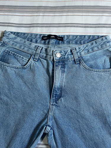 Calça Slim Cropped Em Jeans Com Bolsos Azul - Bluesteel (Usado)