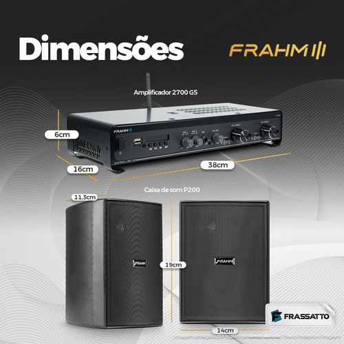 Som Ambiente Frahm Slim 2700 Bluetooth +12 Caixas Ps200 Plus