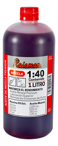 Aceite Raisman® Motosierras Orilladoras Desbrozadoras 1 Lt