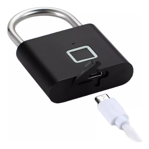 Candado Digital Acero Huella Tactil Usb Resistente Agua Color Negro