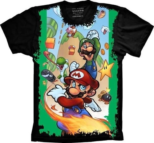 Camiseta Geek Plus Size Video Game Super Mario E Luigi
