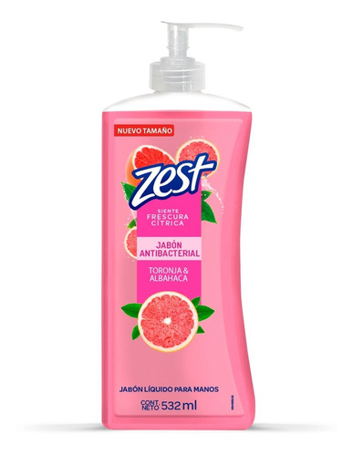 Jabón Líquido Zest Para Manos Toronja Y Albahaca 532ml