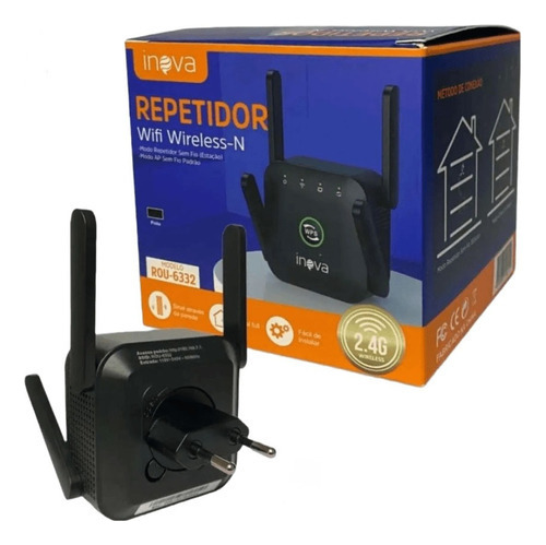 Repetidor De Sinal Amplificador Wireless Wifi Expansor Rede Cor Preto 110v/220v