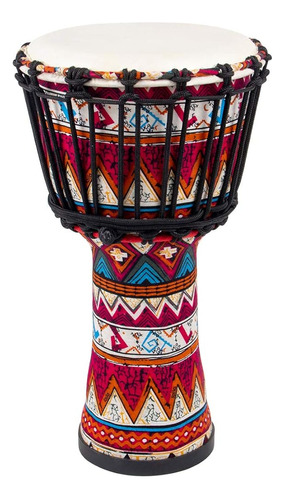 Lotmusic African Djembe Drum, Standard 8'' Red Cloth Stitche