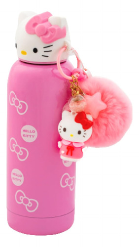 Botella Infantil Termica De Hello Kitty Rosa Con Llavero