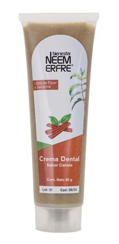 Crema Dental Natural Sabor Canela Libre De Fluor