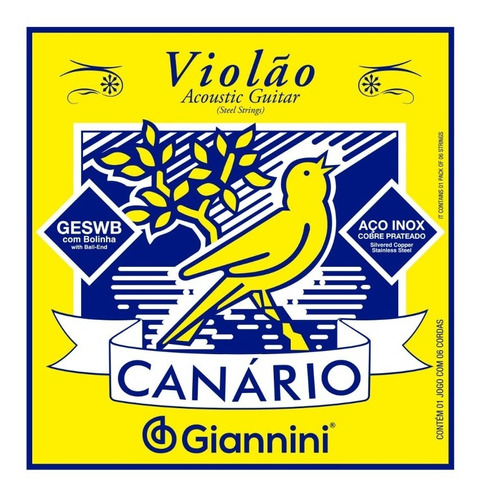 Imagem 1 de 1 de Encordoamento Giannini Canário Violão Aço 