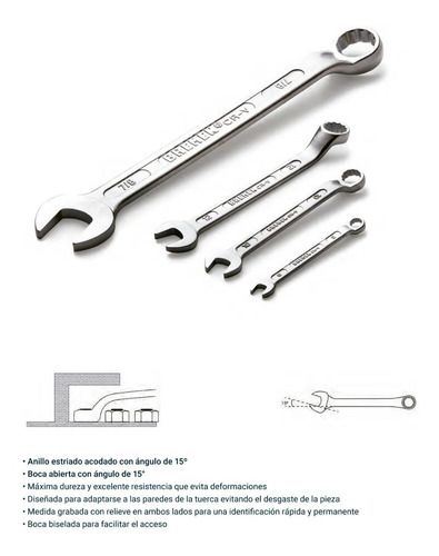 Imagen 3 de 4 de Llave Combinada Bremen 14mm 3511 Acero Cr-vanadio Ionlux