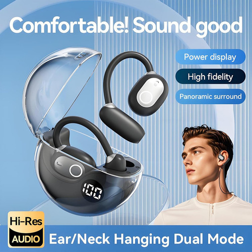 Auriculares Deportivos Inalámbricos Oído Abierto Bluetooth 5.4 HiFi – Lesiri M80 con Micrófono Integrado para Gaming, Deportes, Llamadas y Música