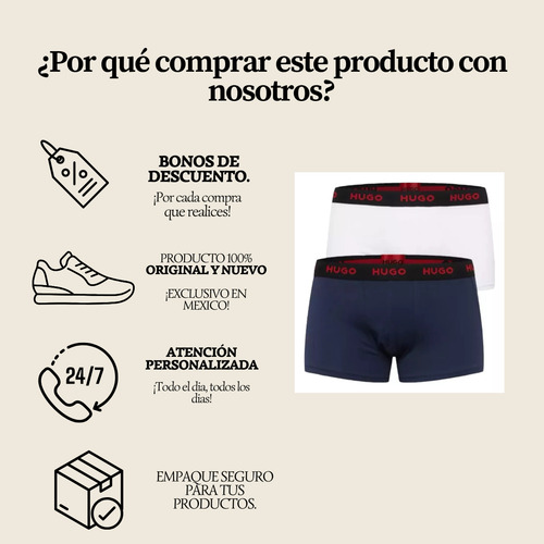 Boxers Hugo 2 Pack Trunk Hombre Flex Cotton 5010 - Original