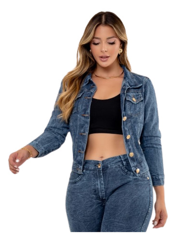 Jaqueta Feminina Jeans Lavagem Escura