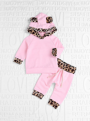 Conjunto Rosa Y Leopardo Bebé Poleron Y Jogger Shein