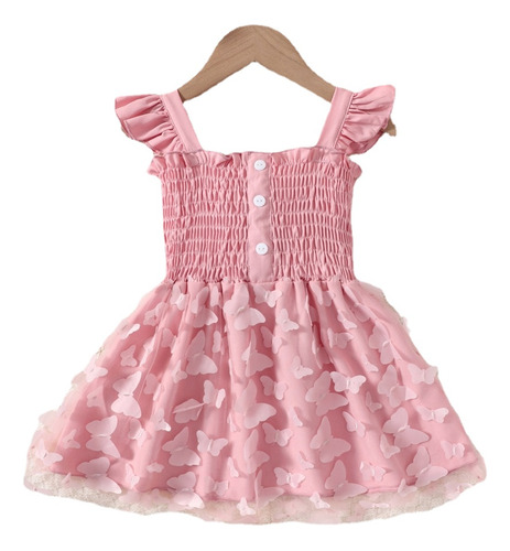 Vestido De Tirantes De Color Sólido Para Niñas De Verano