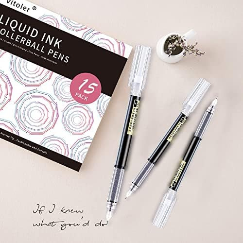 Bolígrafos Rollerball Vitoler, Paquete De 15 Bolígrafos De Negro-azul