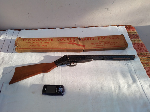 Antiguo Juguete Escopeta Wyandotte Double Barrel Gun Corcho