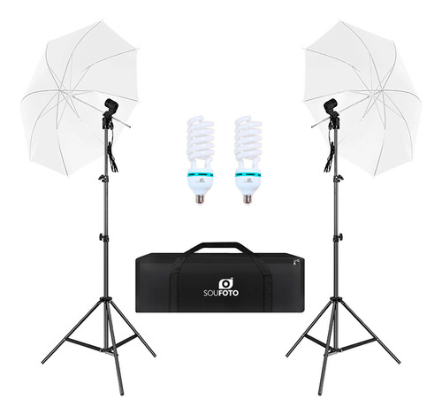 Kit De Iluminação 300 Watts Completo Com Sombrinhas Lâmpadas