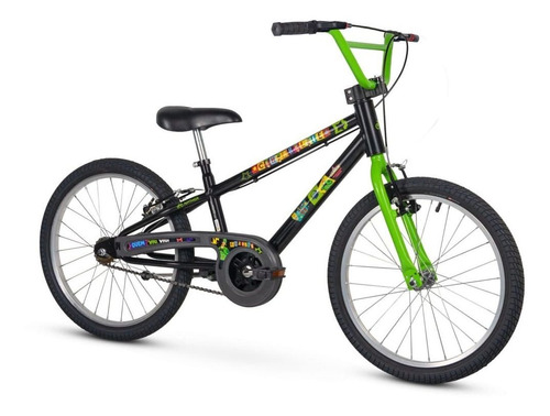 Bicicleta Nathor Aro 20 Infantil Menino Charlie Preta/verde Cor Verde-claro Tamanho do quadro 20