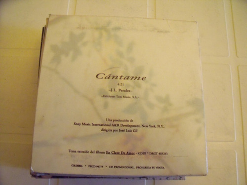 Cd Jose Luis Perales Cantame Promo Sencillo (Usado)