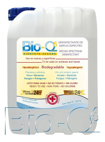 Desinfectante Sanitizante - Bio-q6 - Cristal - Garrafa 5 Lt