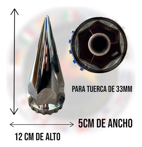 Cubre Tuerca Cromada Punta De Lapiz Hexagonal Rosca 10pz